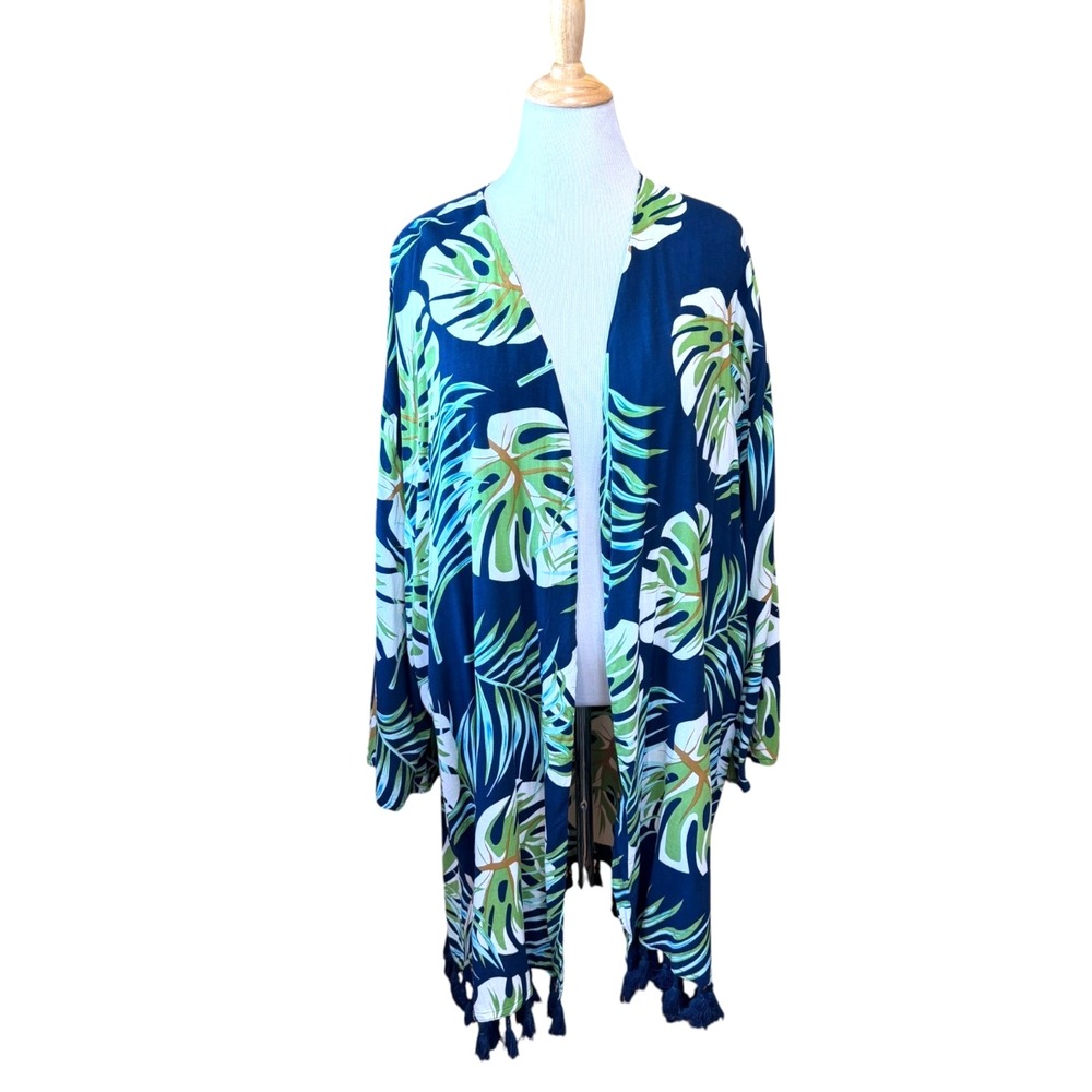 Anthony Richards Vintage Tropical Flowy Cardigan with Tassles Fits L-3X